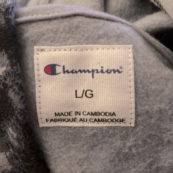 NWOT / Champion tie dye hoodie in navy/grey.  Navy ribbed cuffs/waistband 💙🩶 - Picture 5 of 5